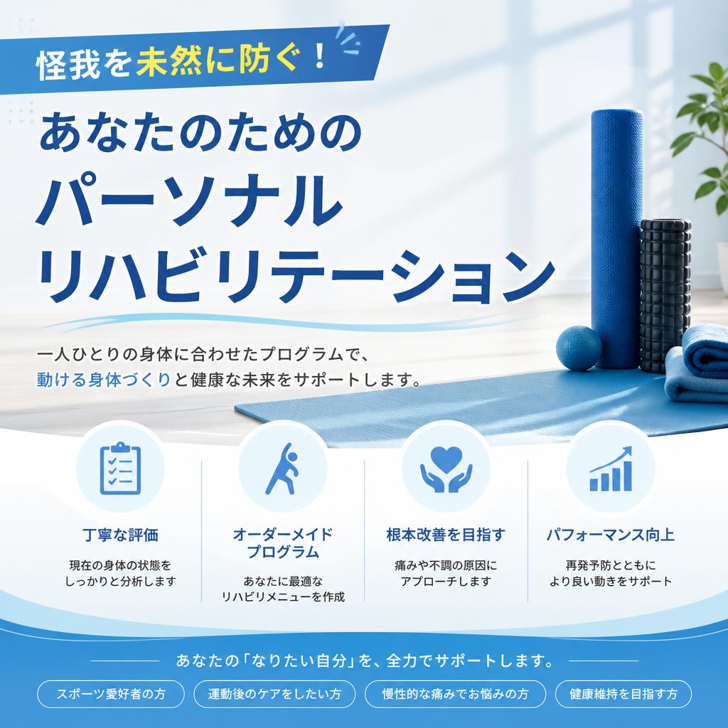 怪我を未然に防ぐ！あなたのためのパーソナルリハビリテーション