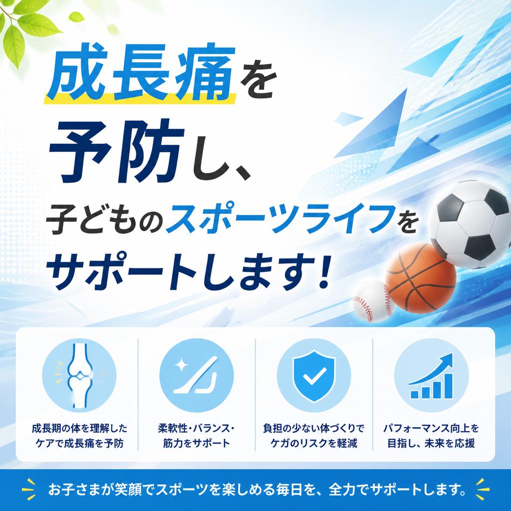 成長痛を予防し、子どものスポーツライフをサポートします！