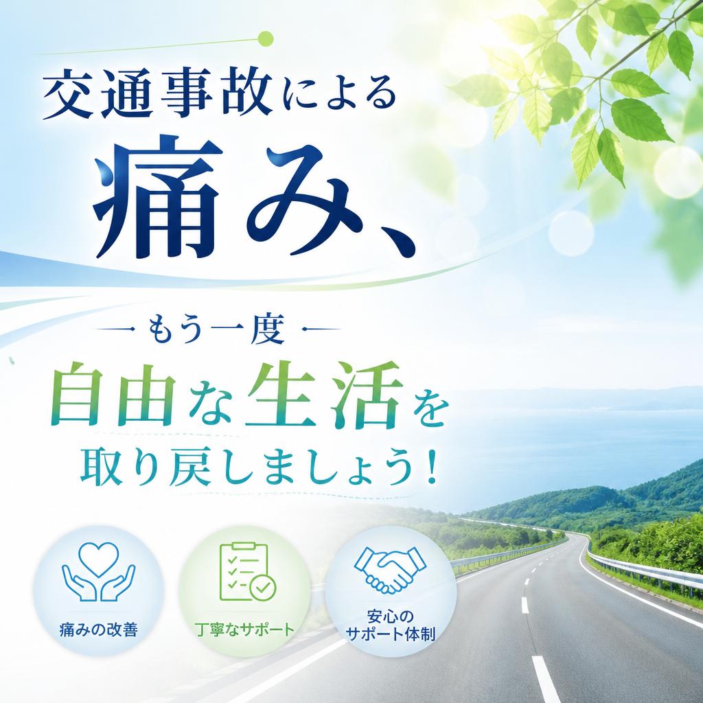 交通事故による痛み、もう一度自由な生活を取り戻しましょう！