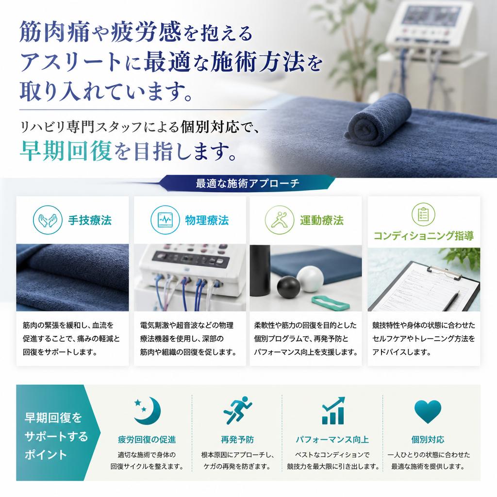 筋肉痛・疲労回復に効果的な施術