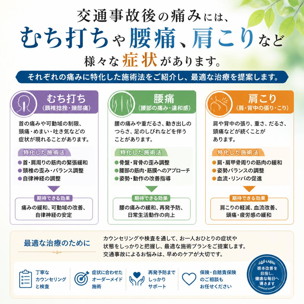 交通事故による痛みの種類と対処法