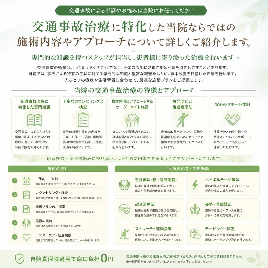 当院の交通事故治療の特徴