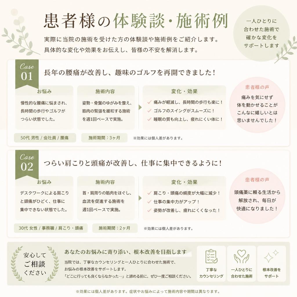 実際の施術例と患者様の声