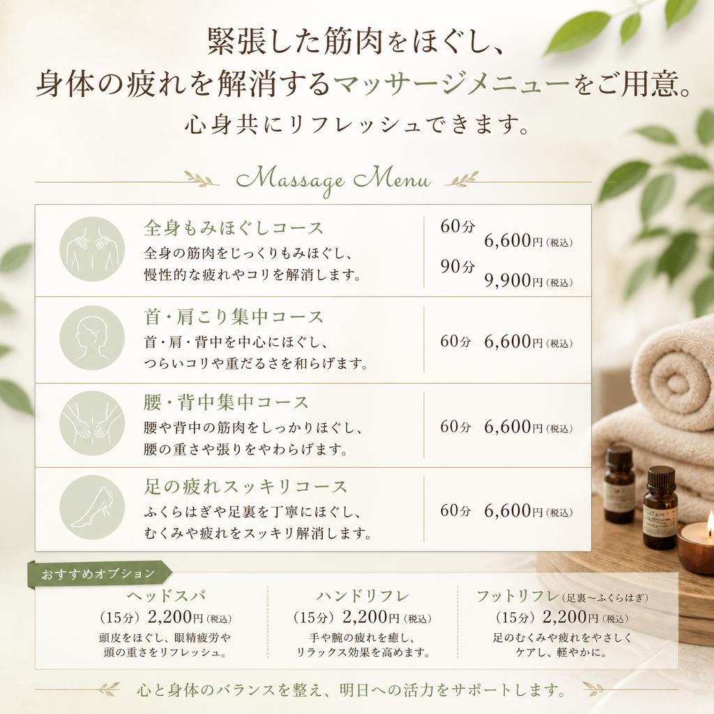 4. マッサージでリラクゼーション
