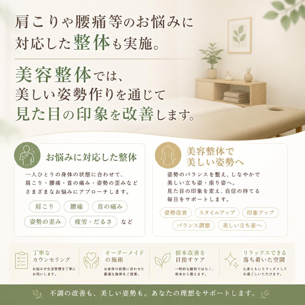 整体・美容整体で全身のバランスを整える
