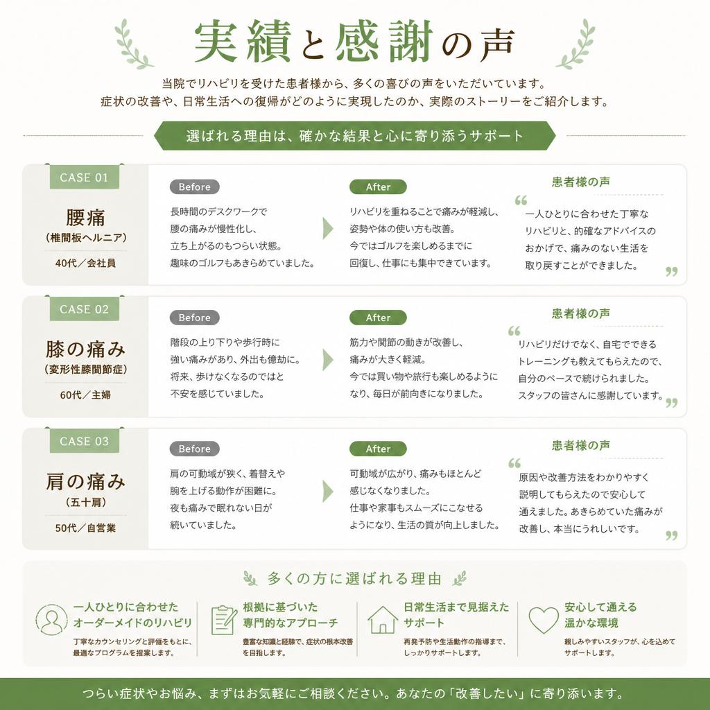 過去の実績と信頼の声