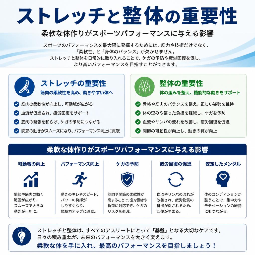 ストレッチと整体で柔軟性をアップ