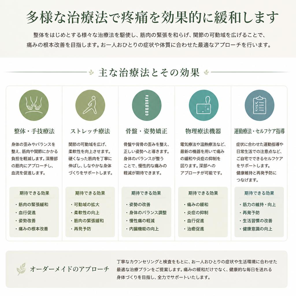 多様な治療法で疼痛を緩和