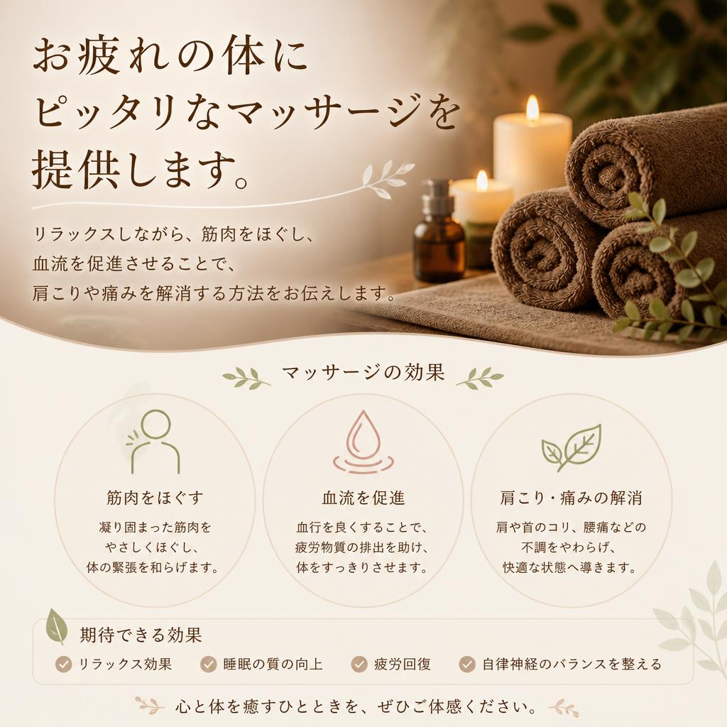 心地よいマッサージでリフレッシュ